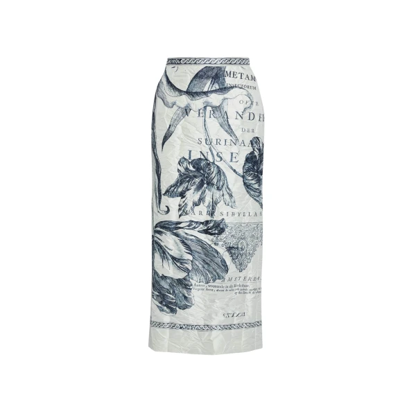 Erdem Floral Print Textured Satin Pencil Midi Skirt - Skirts - British Romantic Luxury at Coveti