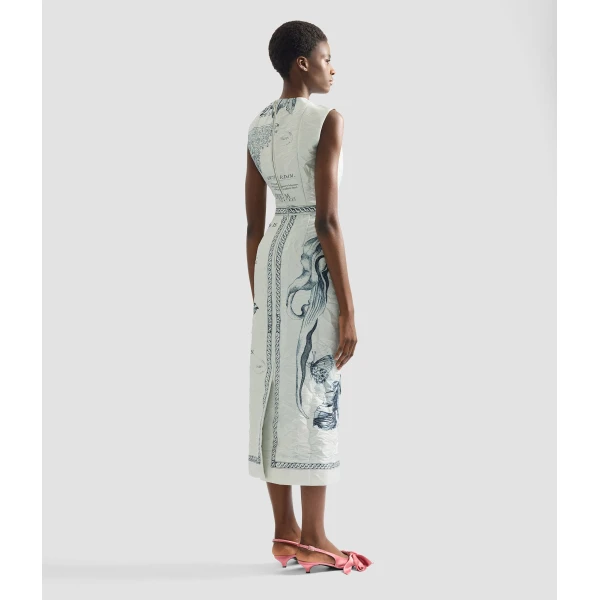 Erdem Floral Print Textured Satin Pencil Midi Skirt - Skirts - British Romantic Luxury at Coveti