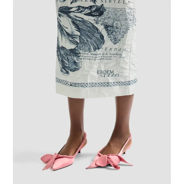 Erdem Floral Print Textured Satin Pencil Midi Skirt - Skirts - British Romantic Luxury at Coveti