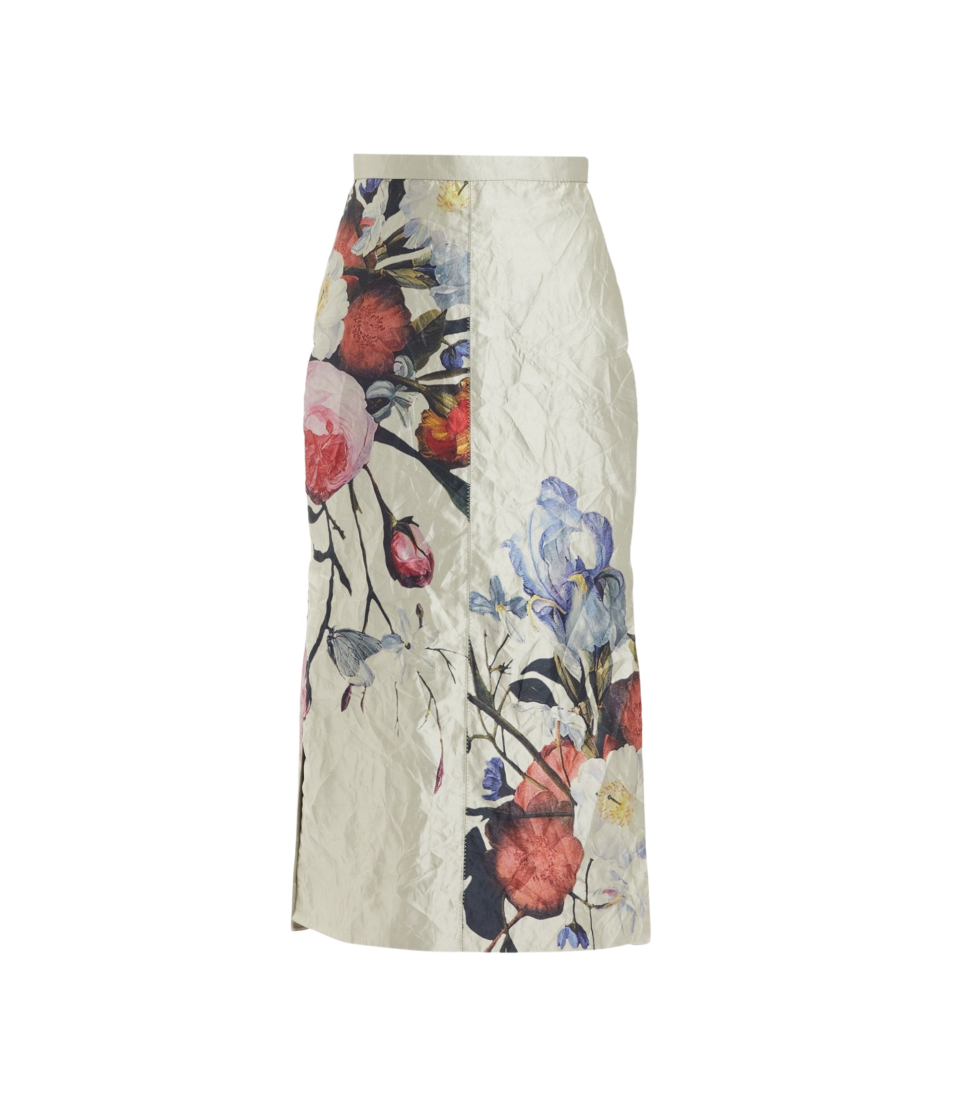 Erdem Floral Print Textured Satin Pencil Midi Skirt - Skirts - British Romantic Luxury at Coveti