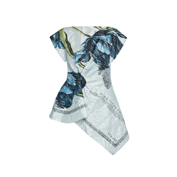 Erdem Floral Print Textured Satin Short Sleeve Blouse - Tops - British Romantic Luxury at Coveti
