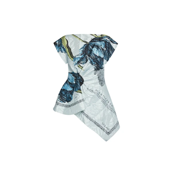 Erdem Floral Print Textured Satin Short Sleeve Blouse - Tops - British Romantic Luxury at Coveti
