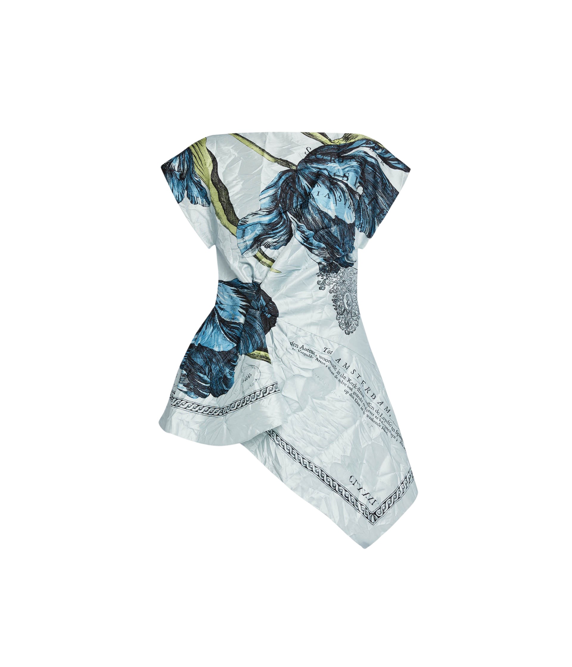 Erdem Floral Print Textured Satin Short Sleeve Blouse