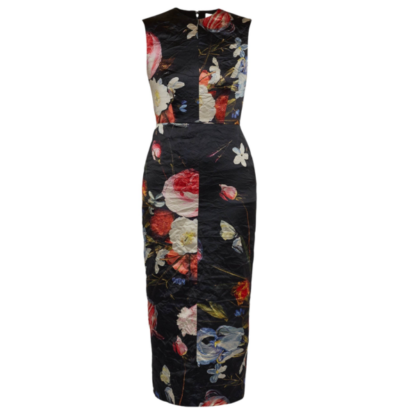 Erdem Floral Print Textured Satin Sleeveless Midi Dress - Dresses - British Romantic Luxury at Coveti