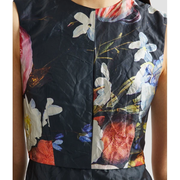 Erdem Floral Print Textured Satin Sleeveless Midi Dress - Dresses - British Romantic Luxury at Coveti