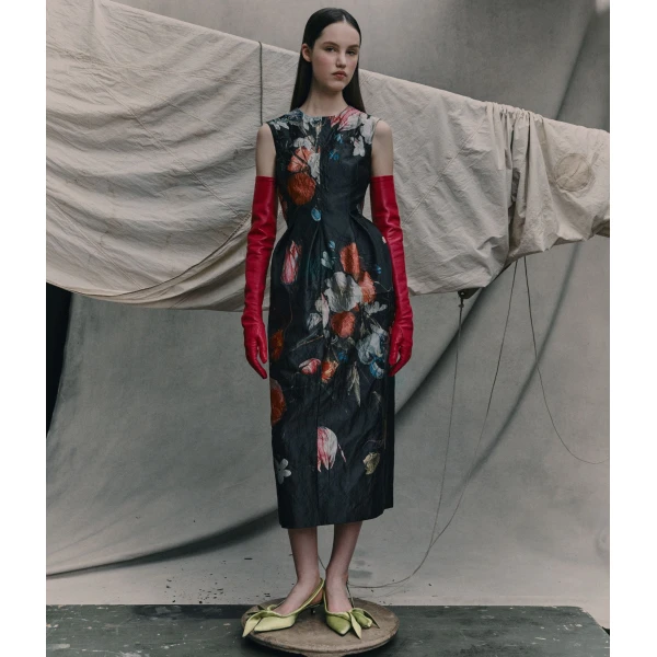 Erdem Floral Print Textured Satin Sleeveless Midi Dress - Dresses - British Romantic Luxury at Coveti