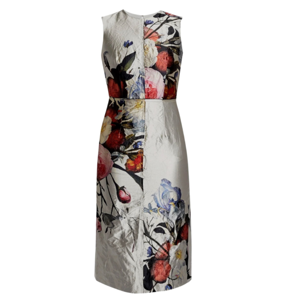 Erdem Floral Print Textured Satin Sleeveless Midi Dress - Dresses - British Romantic Luxury at Coveti