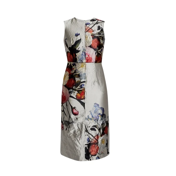 Erdem Floral Print Textured Satin Sleeveless Midi Dress - Dresses - British Romantic Luxury at Coveti