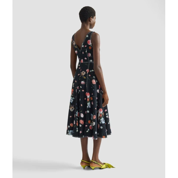 Erdem Floral Print Textured Twill Sleeveless Midi Dress - Dresses - British Romantic Luxury at Coveti