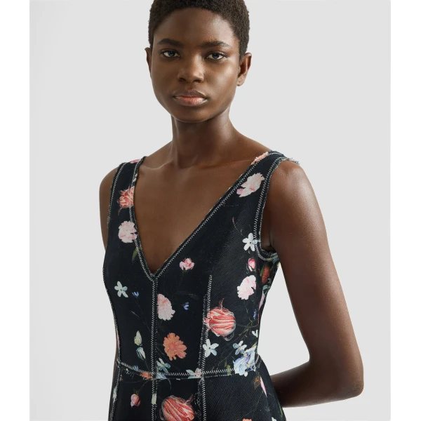 Erdem Floral Print Textured Twill Sleeveless Midi Dress - Dresses - British Romantic Luxury at Coveti