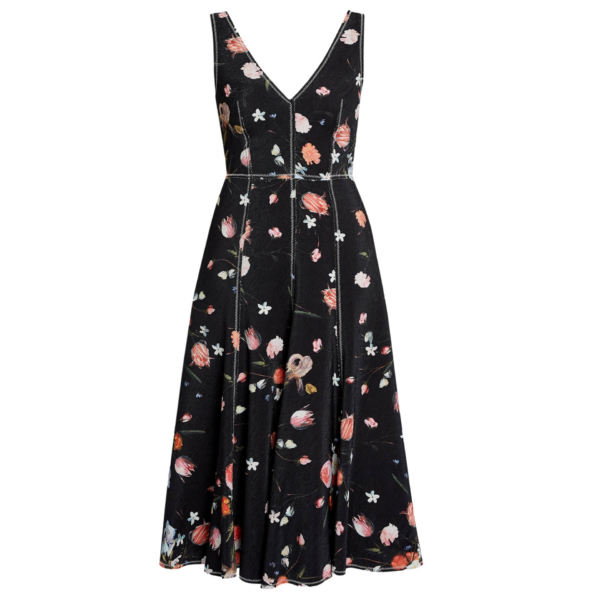 Erdem Floral Print Textured Twill Sleeveless Midi Dress - Dresses - British Romantic Luxury at Coveti