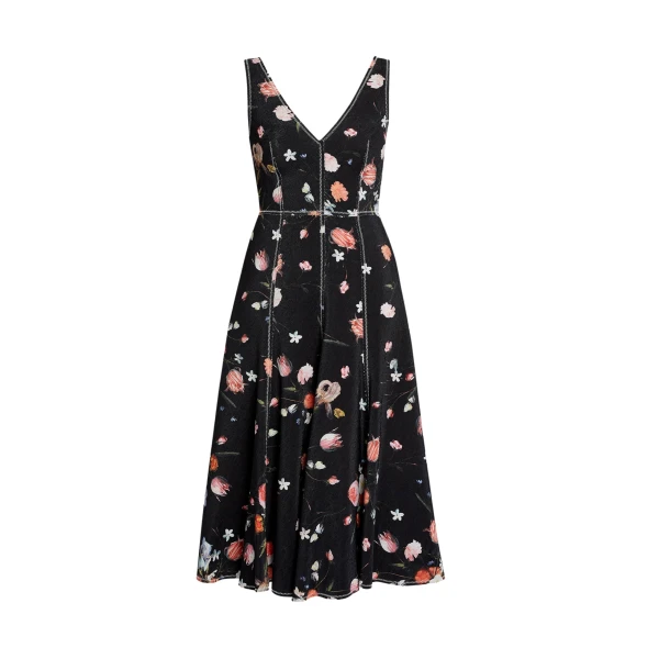 Erdem Floral Print Textured Twill Sleeveless Midi Dress - Dresses - British Romantic Luxury at Coveti