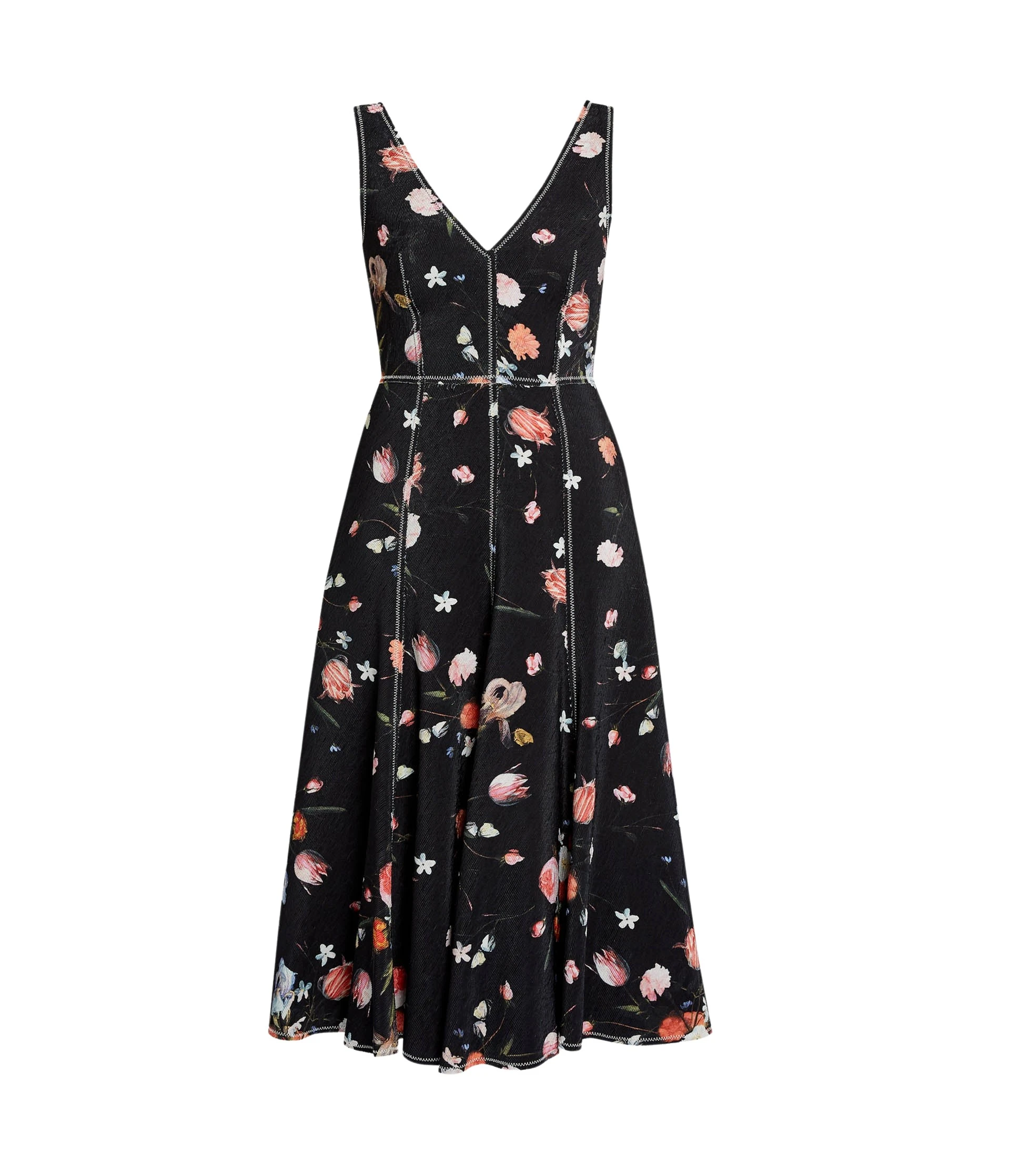 Erdem-Floral-Print-Textured-Twill-Sleeveless-Midi-Dress-coveti38184_nobg Erdem Floral Print Textured Twill Sleeveless Midi Dress - Dresses - British Romantic Luxury at Coveti