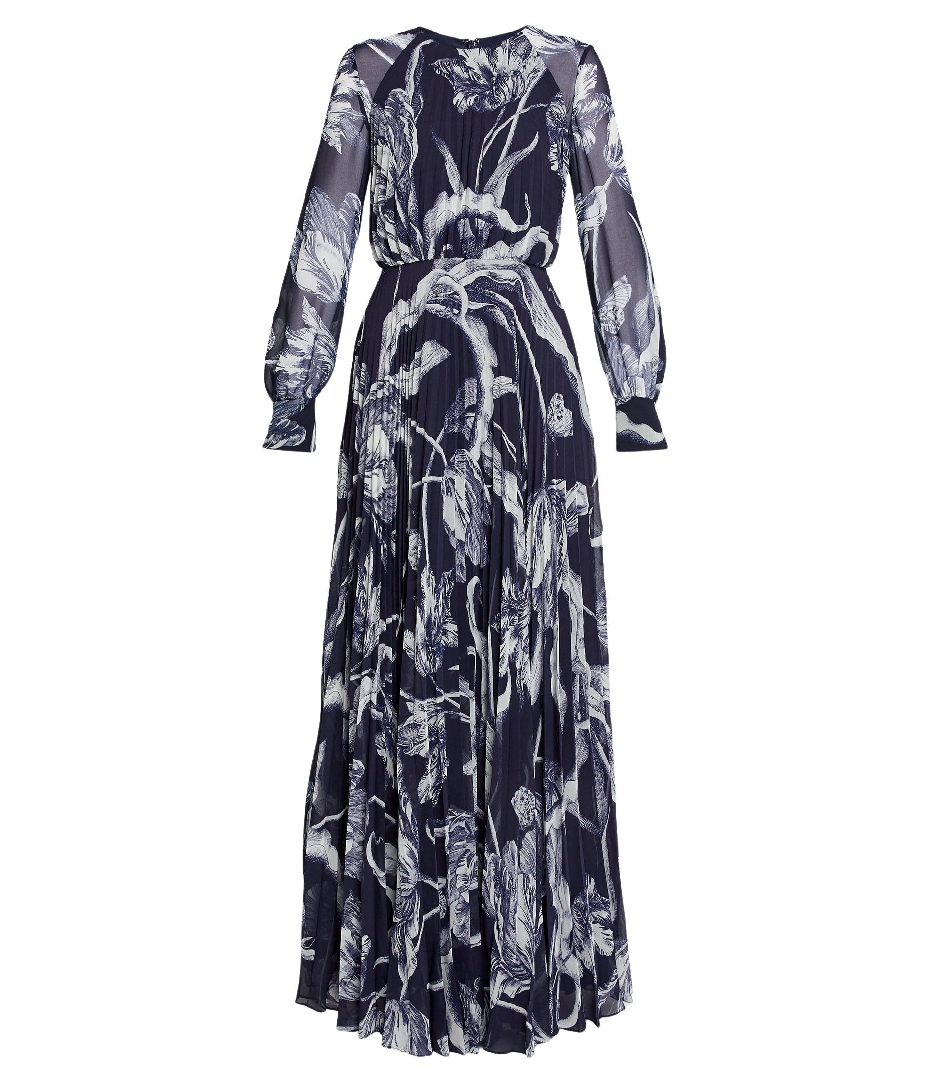 Erdem Floral Print Voile Long Sleeve Gown