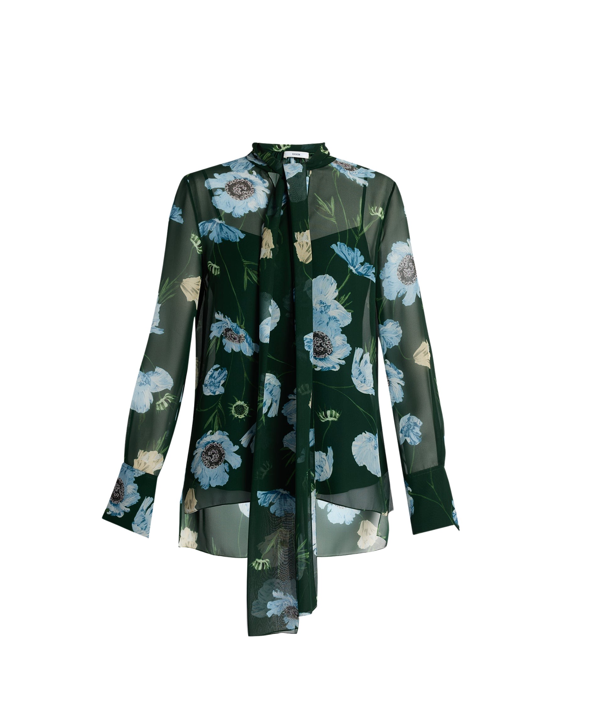 Erdem Floral Silk Voile Long Sleeve Shirt
