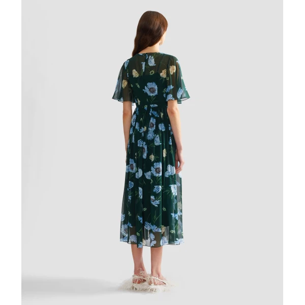 Erdem Floral Silk Voile Short Sleeve Midi Dress - Dresses - British Romantic Luxury at Coveti