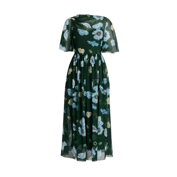 Erdem Floral Silk Voile Short Sleeve Midi Dress - Dresses - British Romantic Luxury at Coveti
