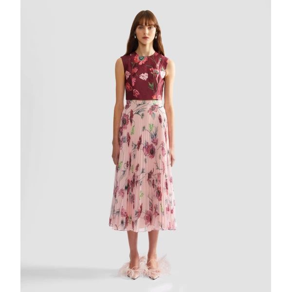 Erdem Floral Textured Satin Crop Top - Tops - British Romantic Luxury at Coveti