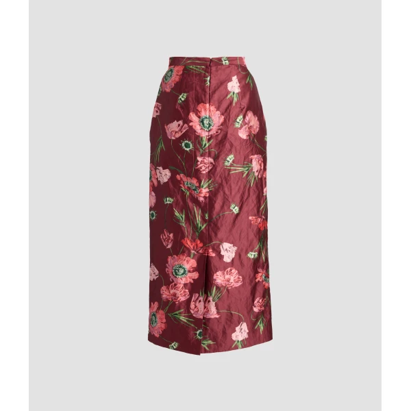 Erdem Floral Textured Satin Midi Pencil Skirt - Skirts - British Romantic Luxury at Coveti