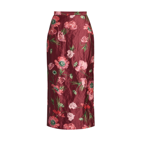 Erdem Floral Textured Satin Midi Pencil Skirt - Skirts - British Romantic Luxury at Coveti