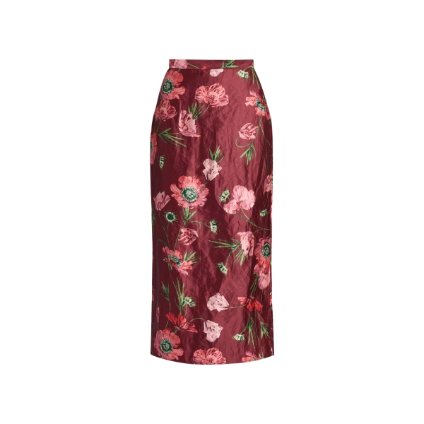 Erdem Floral Textured Satin Midi Pencil Skirt - Skirts - British Romantic Luxury at Coveti
