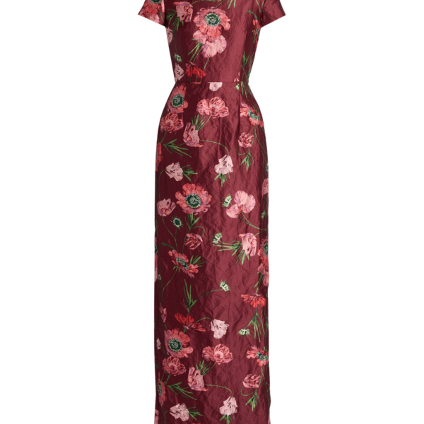Erdem Floral Textured Satin Short Sleeve Gown - Dresses - British Romantic Luxury at Coveti