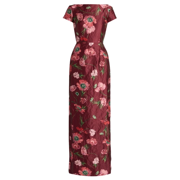 Erdem Floral Textured Satin Short Sleeve Gown - Dresses - British Romantic Luxury at Coveti