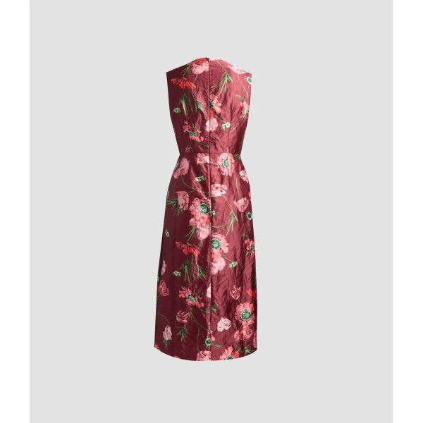 Erdem Floral Textured Satin Sleeveless Midi Dress - Dresses - British Romantic Luxury at Coveti