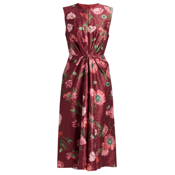 Erdem Floral Textured Satin Sleeveless Midi Dress - Dresses - British Romantic Luxury at Coveti