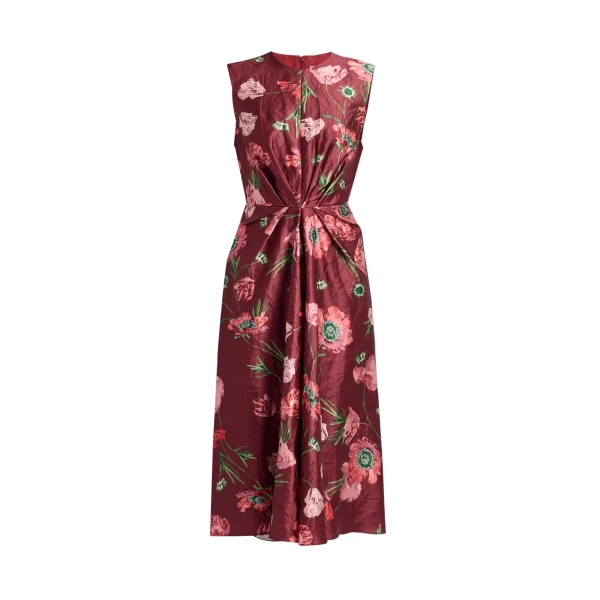 Erdem Floral Textured Satin Sleeveless Midi Dress - Dresses - British Romantic Luxury at Coveti