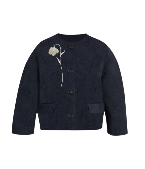 Erdem Flower Jacquard Cropped Jacket
