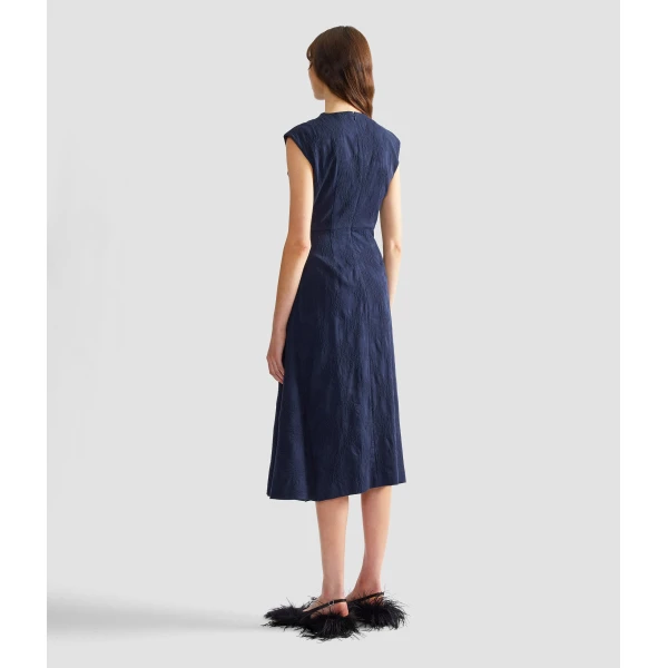 Erdem Flower Jacquard Draped Midi Dress - Dresses - British Romantic Luxury at Coveti