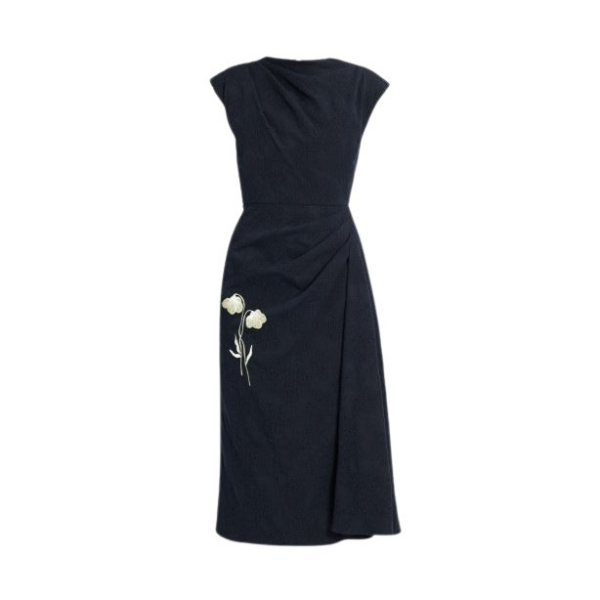 Erdem Flower Jacquard Draped Midi Dress - Dresses - British Romantic Luxury at Coveti