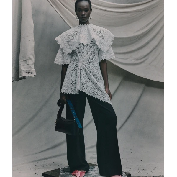 Erdem Grain De Poudre Wide Leg Trouser - Pants - British Romantic Luxury at Coveti