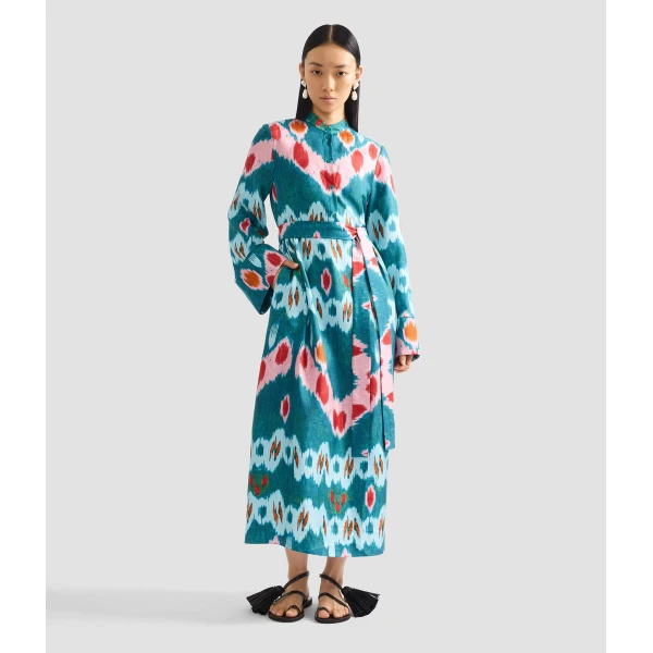 Erdem Ikat Print Silk Twill Midi Dress - Dresses - British Romantic Luxury at Coveti