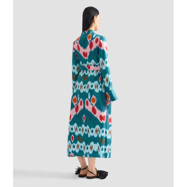 Erdem Ikat Print Silk Twill Midi Dress - Dresses - British Romantic Luxury at Coveti
