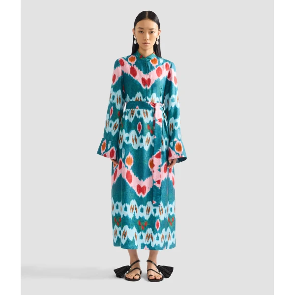Erdem Ikat Print Silk Twill Midi Dress - Dresses - British Romantic Luxury at Coveti
