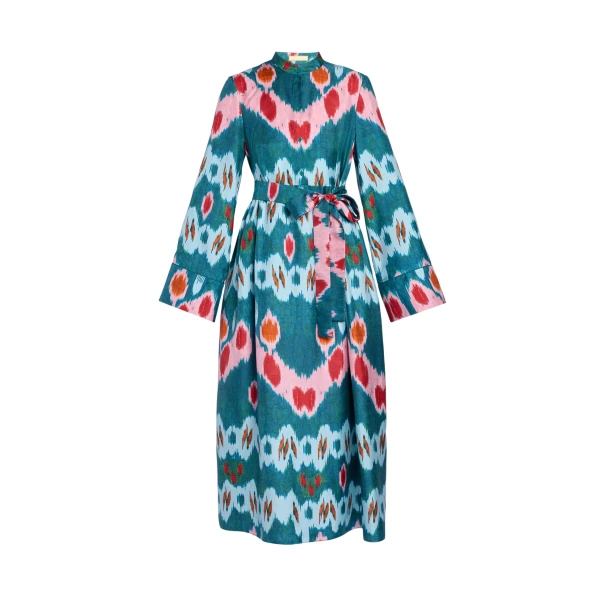 Erdem Ikat Print Silk Twill Midi Dress - Dresses - British Romantic Luxury at Coveti