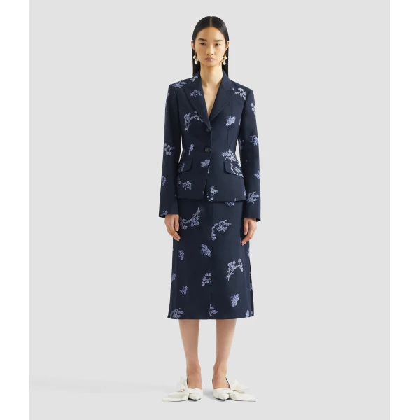 Erdem Jacquard Pencil Midi Skirt - Skirts - British Romantic Luxury at Coveti