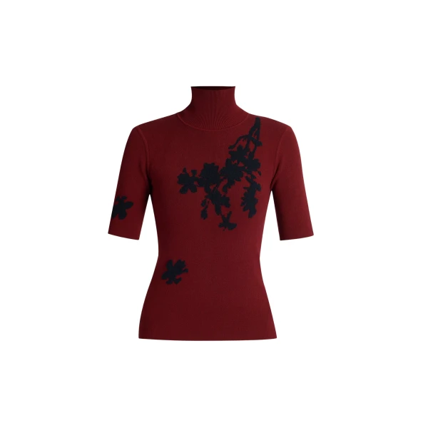 Erdem Jacquard Short Sleeve Knit Top - Knitwear - British Romantic Luxury at Coveti