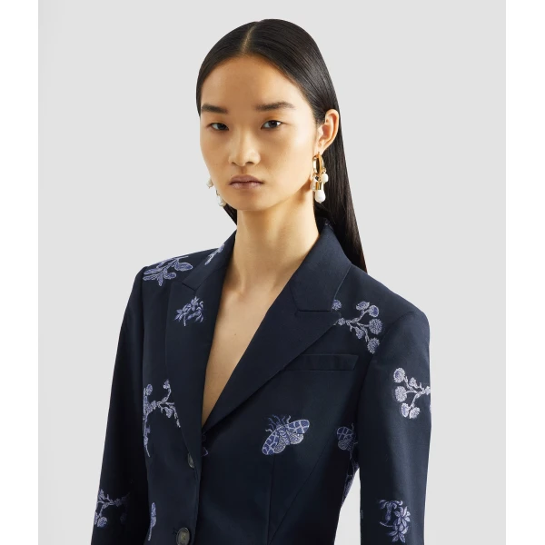 Erdem Jacquard Single Breasted Fitted Blazer - Jackets - British Romantic Luxury at Coveti