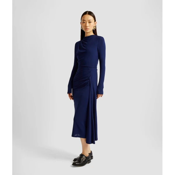 Erdem Long Sleeve Draped Midi Dress - Dresses - British Romantic Luxury at Coveti