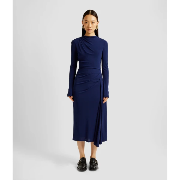 Erdem Long Sleeve Draped Midi Dress - Dresses - British Romantic Luxury at Coveti