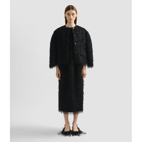 Erdem Lurex Fil Coupé Cropped Jacket - Jackets - British Romantic Luxury at Coveti