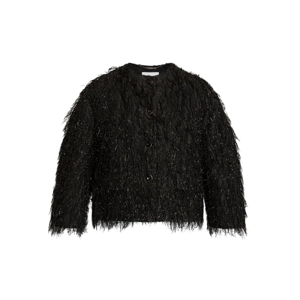Erdem Lurex Fil Coupé Cropped Jacket - Jackets - British Romantic Luxury at Coveti