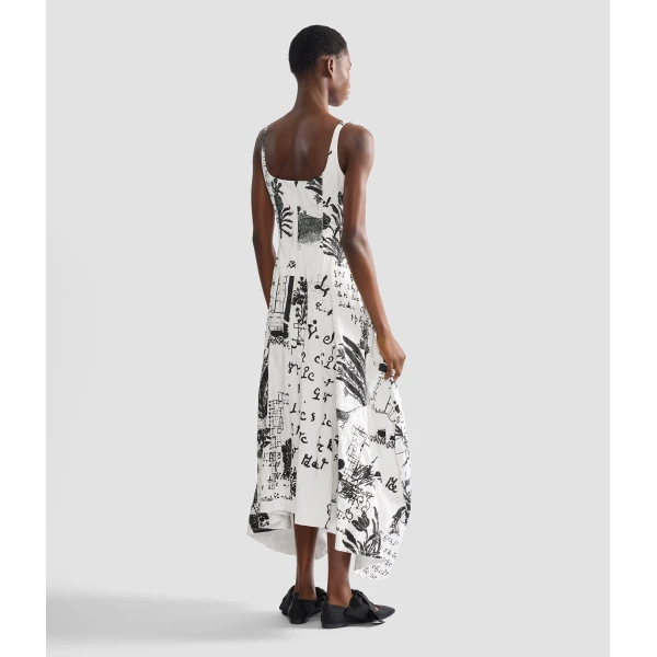 Erdem Metallised Cotton Draped Midi Dress - Dresses - British Romantic Luxury at Coveti