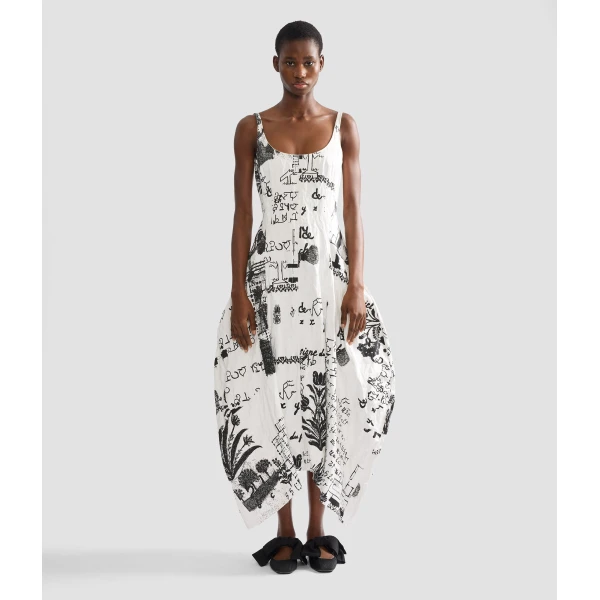 Erdem Metallised Cotton Draped Midi Dress - Dresses - British Romantic Luxury at Coveti