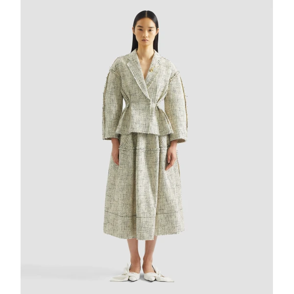 Erdem Mouline Tweed Full Midi Skirt - Skirts - British Romantic Luxury at Coveti