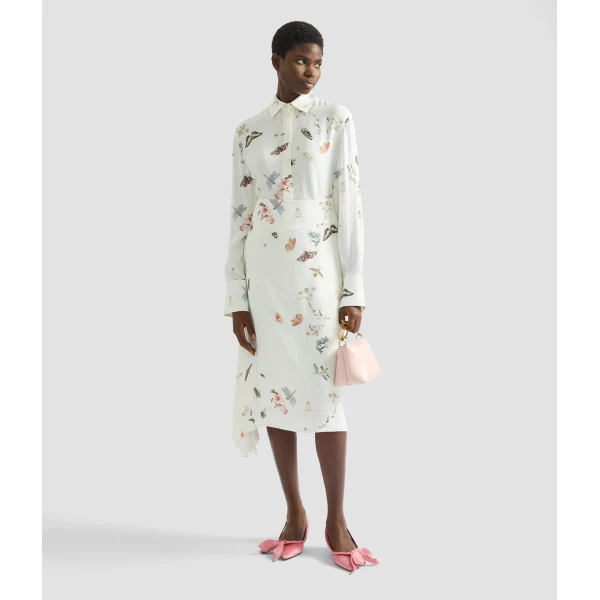 Erdem Printed Crepe Draped Midi Skirt - Skirts - British Romantic Luxury at Coveti
