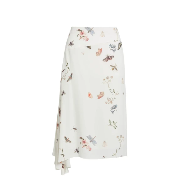 Erdem Printed Crepe Draped Midi Skirt - Skirts - British Romantic Luxury at Coveti
